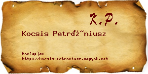 Kocsis Petróniusz névjegykártya